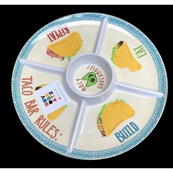 Novogratz 11-Piece Melamine Taco Platter Set with Chip & Dip Cups - New - Picture 3 of 5